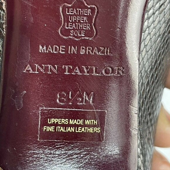 Ann Taylor Womens Peep Toe High Heel Pumps Size 8.5 Brown Textured Leather - Picture 10 of 11